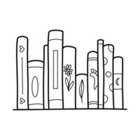 boeken Aan een plank in tekening stijl. vector illustratie. stack van lijn boeken.