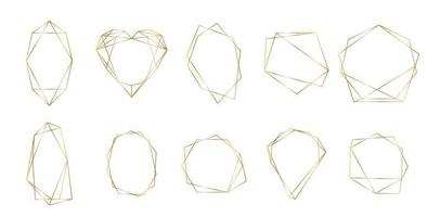 gouden veelhoekig frame met gouden glitter driehoeken, geometrische, diamantvormen. vector