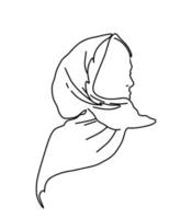 hijab meisje lijn kunst.moslim meisje vector