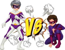 twee superhelden die met elkaar vechten vector