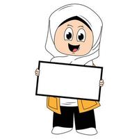 schattig meisje hijab tekenfilm illustratie vector