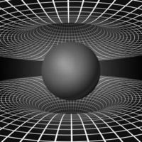 fysica - abnormaal zwart gat fenomeen. kromtrekken tijd en ruimte. sci-fi achtergrond. vector illustratie