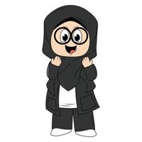 schattig meisje hijab tekenfilm illustratie vector