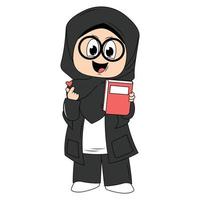 schattig meisje hijab tekenfilm illustratie vector