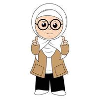 schattig meisje hijab tekenfilm illustratie vector
