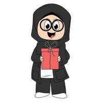 schattig meisje hijab tekenfilm illustratie vector