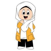 schattig meisje hijab tekenfilm illustratie vector