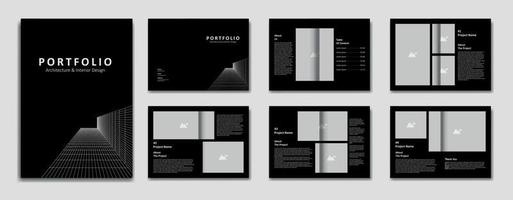architectuur portefeuille ontwerp sjabloon, bouwkundig portefeuille lay-out ontwerp, a4 grootte afdrukken klaar brochure voor bouwkundig ontwerp. vector