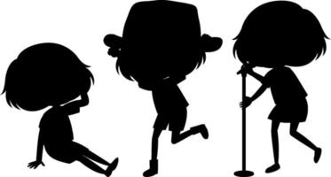 set van kinderen silhouet stripfiguur vector