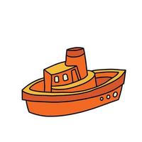 grappig speelgoed- boot in tekenfilm stijl Aan een wit achtergrond. kinderen speelgoed. kleur boek voor kinderen. vector illustratie