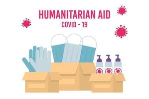 humanitaire steun, goodwill-missie bij het lijden van een coronavirus-epidemisch land, opzettelijke hulp, het leveren van maskers voor het concept van China. vector