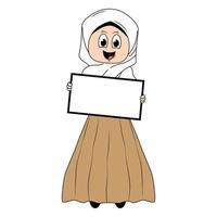 schattig meisje hijab tekenfilm illustratie vector