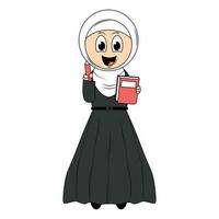 schattig meisje hijab tekenfilm illustratie vector