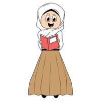 schattig meisje hijab tekenfilm illustratie vector