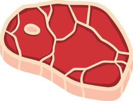 reeks van stuk van rauw vlees. tekenfilm illustratie. besnoeiing uit voor de helft rundvlees deel. vers rood voedsel met strepen en dik. element van keuken, grill, barbecue, steak en heerlijk maaltijd vector