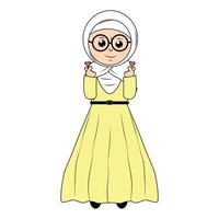 schattig meisje hijab tekenfilm illustratie vector