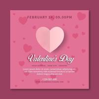 Valentijnsdag partij banner voor sociale media postsjabloon met hartsymbool. professioneel ontwerp voor promotie van webbanners vector