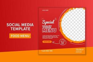 creatief premium food menu restaurant social media post sjabloonontwerp. webbanner promotie. online reclame promotie vector