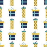 vector naadloze patroon van gekleurde geschenkdozen, Nieuwjaar, vakantie achtergrond