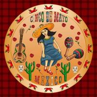 illustratieontwerp op het Mexicaanse thema van cinco de mayo-viering vector
