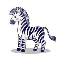 schattig zebra tekenfilm kinderen illustratie geïsoleerd Aan wit achtergrond. zebra karakter. hand- getrokken vector illustratie. vlak ontwerp