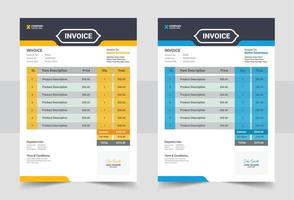 bedrijf factuur sjabloon. facturering citaten, geld rekeningen of prijs facturen en betaling overeenkomst ontwerp sjabloon vector