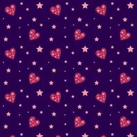 rood harten met roze sterren naadloos patroon geïsoleerd Aan donker blauw achtergrond. liefde concept. vector illustratie