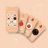 sjabloon mobiel app bladzijde met tomaat groente. voedsel schets icoon vector illustratie
