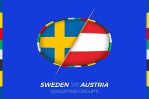 Zweden vs Oostenrijk icoon voor Europese Amerikaans voetbal toernooi kwalificatie, groep f. vector