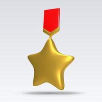 goud medaille ster met rood lintje. realistisch vector illustratie