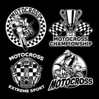 motorcross insigne verzameling zwart wit vector