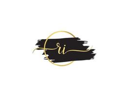 luxe ri brief logo, eerste ri handtekening borstel brief logo icoon vector