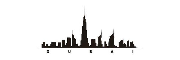 Dubai horizon en oriëntatiepunten silhouet vector