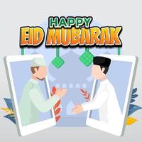 eid al-fitr halal bihalal tekenfilm illustratie vector