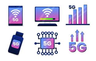 5g draadloze netwerk technologie icoon element vector set.