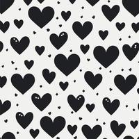 zwart liefde en hart patroon in wit achtergrond Valentijnsdag dag patroon. verjaardag, verjaardag. liefde. zoet moment. bruiloft. vector illustratie