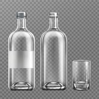 wodka glas fles realistisch gevulde alcohol pak vector