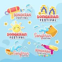 gelukkig songkran festival stickerpakket vector