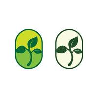 eco energie vector logo met blad symbool. groene kleur met grafische flits of donder. natuur en elektriciteit hernieuwbaar. dit logo is geschikt voor technologie, recycle, organisch.