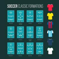 voetbal formaties vector collectie met verschillende kleur t-shirts