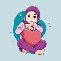 schattig hijab weinig meisje glimlachen gelukkig vector illustratie pro downloaden