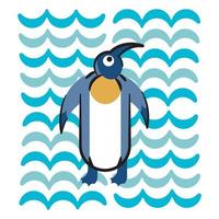 illustratie van een schattig pinguïn in voorkant van een Golf patroon vector