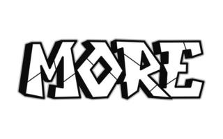 meer woord trippy psychedelisch graffiti stijl letters.vector hand- getrokken tekening tekenfilm logo meer illustratie. grappig koel trippy brieven, mode, graffiti stijl afdrukken voor t-shirt, poster concept vector