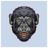 woest gorilla hoofd grafisch voor t-shirt en logo vector
