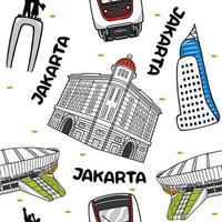 Jakarta kawaii naadloos patroon in vector illustratie