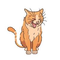 geeuwen rood kat. schattig dier in tekenfilm stijl. grappig vector illustratie geïsoleerd.