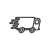 levering vrachtwagen pictogram. snelle verzending levering lijntekeningen concept. vector