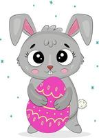 grappig Pasen konijn met eieren vector tekenfilm illustratie geïsoleerd in de achtergrond. vector illustratie.