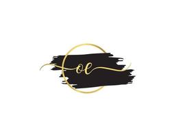 minimaal oe logo icoon, gouden oe handtekening brief logo icoon vector