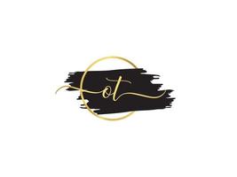 minimaal ot logo icoon, gouden ot handtekening brief logo icoon vector